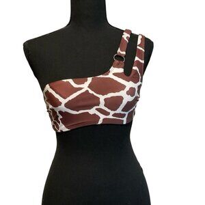 Giraffe Bikini Top Swimsuit Size XSmall Animal Print One Side Double Strap beach